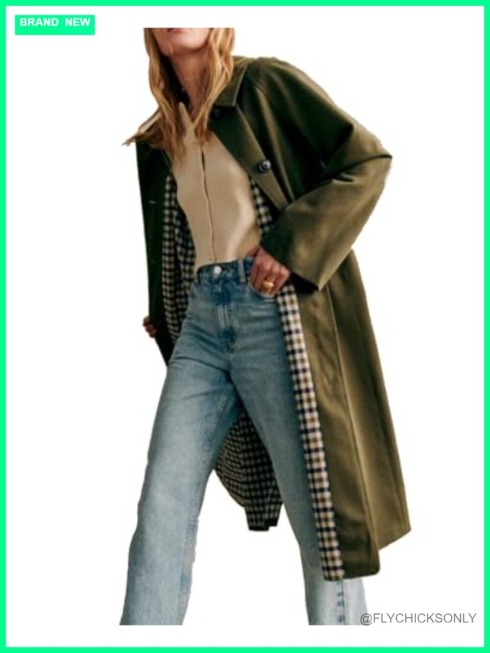 Oversized Trench Coat Single Breasted Button Down Long Jacket